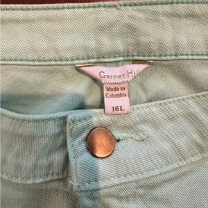 Garnet Hill Denim 5 pocket jeans light green Size 16 long, never worn